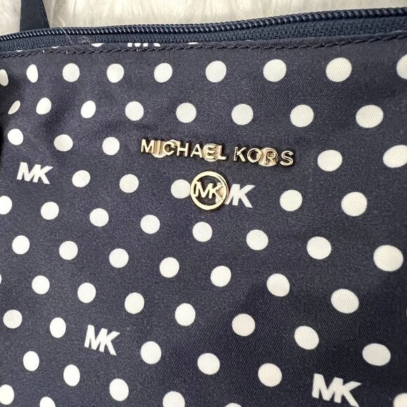 Michael Kors Navy Polka Dot Large Jet Set Nylon Packable Tote Travel Bags Set - Picture 3 of 11